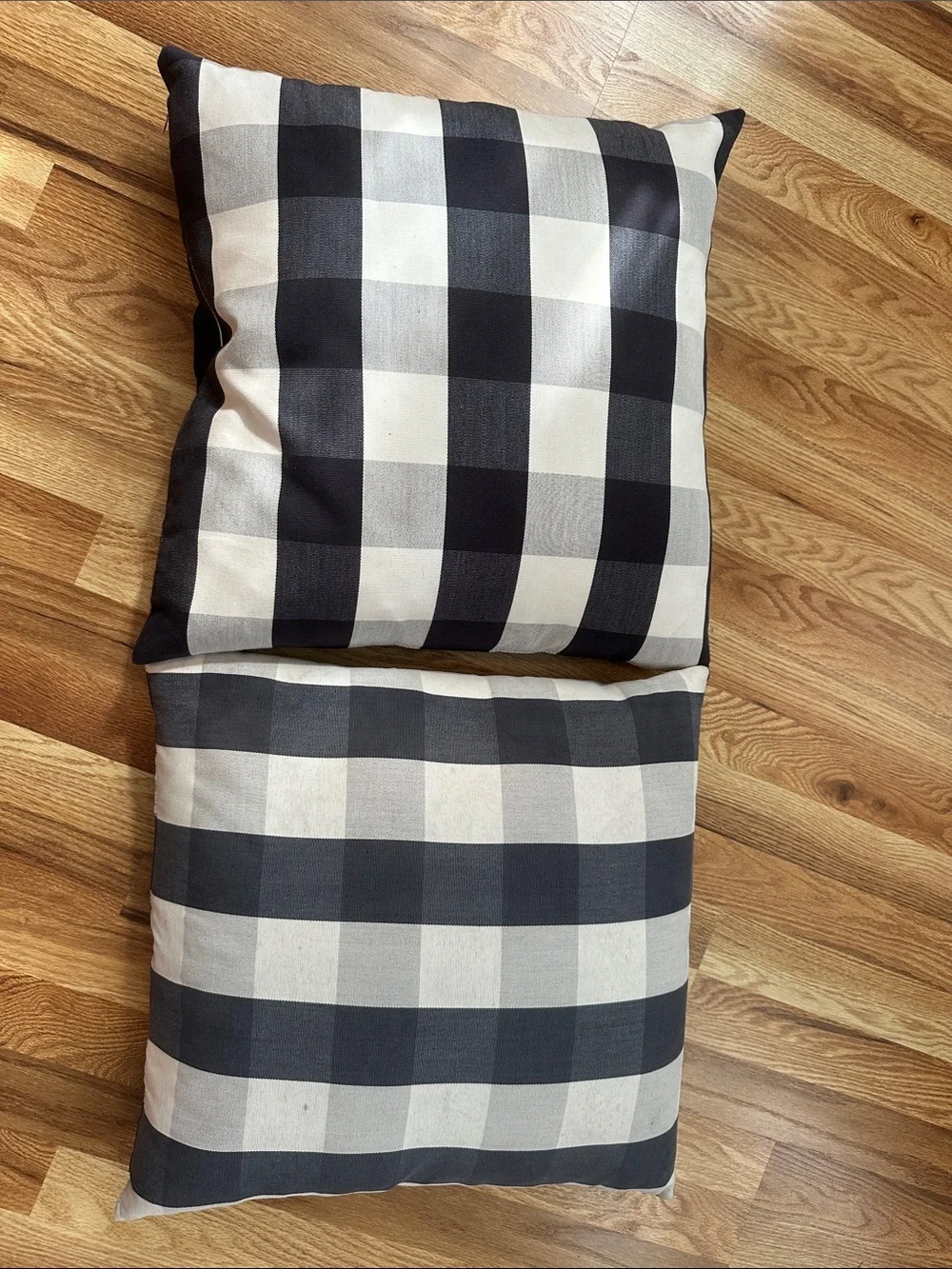 Black and White Buffalo Check Down Throw Pillows Pair 19”x19” 20”x20